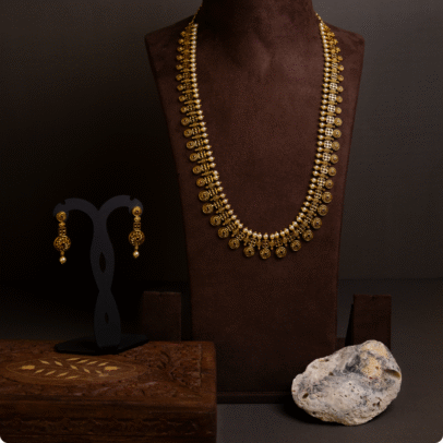 Temple Earrings with Goddess Lakshmi and Elephant Motifs