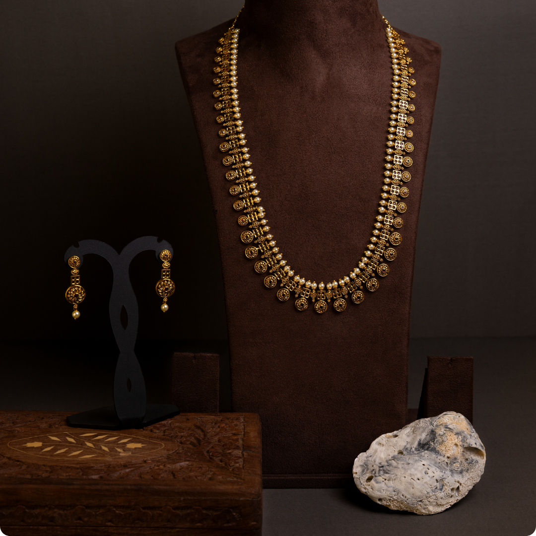 Temple Earrings with Goddess Lakshmi and Elephant Motifs